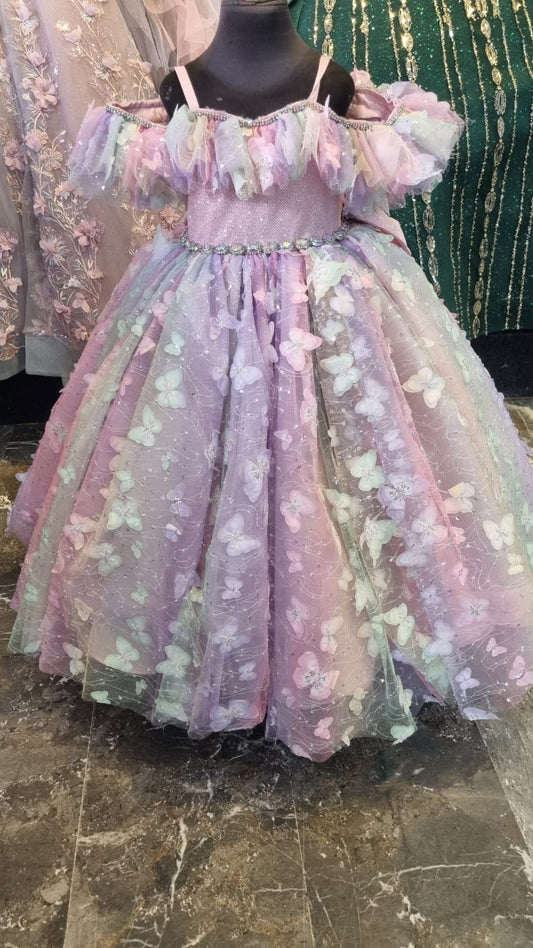 Vestido de Presentación - Elegancia Infantil Real Mod: Carmina mariposa